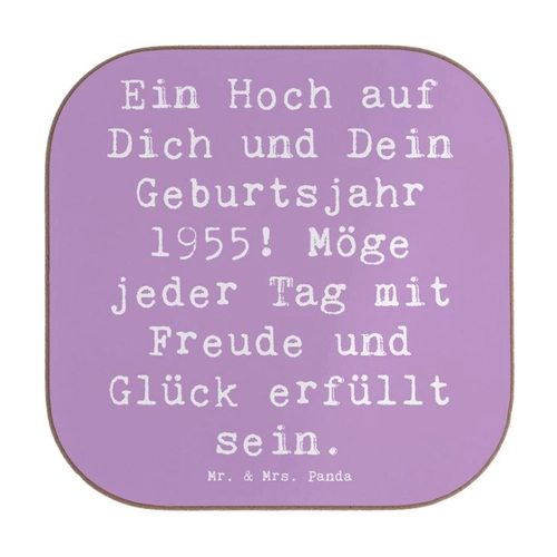 Bild von Mr. & Mrs. Panda Getränkeuntersetzer Spruch 1955 Geburtstag - Lavendeltraum