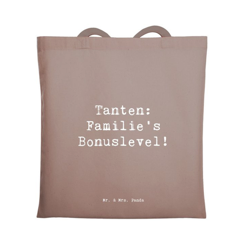 Bild von Mr. & Mrs. Panda Tragetasche Spruch Tante Bonuslevel - Braun Pastell
