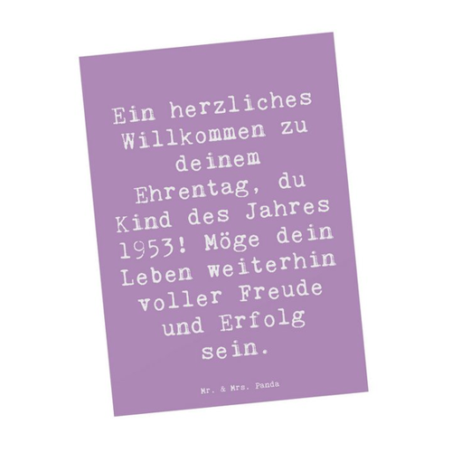 Bild von Mr. & Mrs. Panda Postkarte zum 1953 Geburtstag – Lavendeltraum