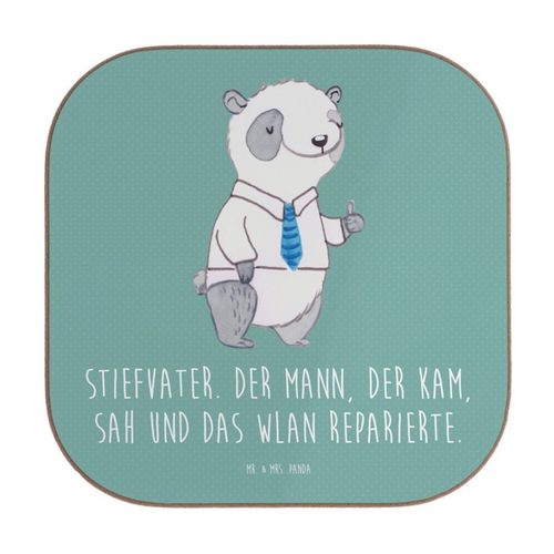 Bild von Mr. & Mrs. Panda Getränkeuntersetzer Stiefvater Held - Meeresbrise