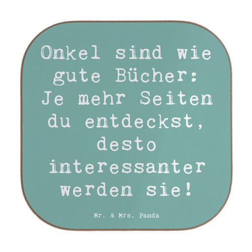 Bild von Mr. & Mrs. Panda Getränkeuntersetzer Spruch Onkel Bücher - Meeresbrise