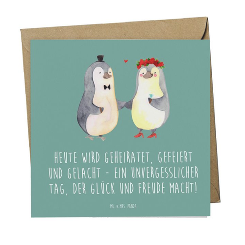 Bild von Hochwertige Grußkarte für Hochzeitsfeiern von Mr. & Mrs. Panda