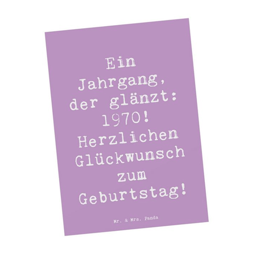 Bild von Mr. & Mrs. Panda Postkarte - Ein einzigartiges Geschenk zum 1970 Geburtstag