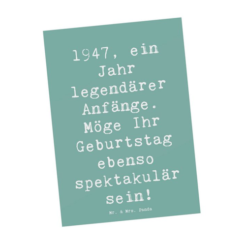 Bild von Mr. & Mrs. Panda Postkarte Spruch 1947 Geburtstag - Meeresbrise