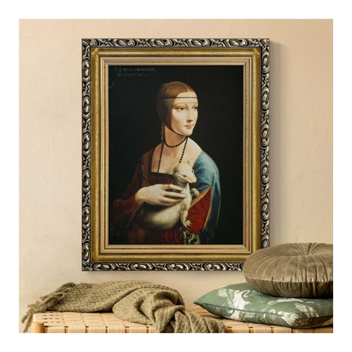 Bild von Gerahmtes Leinwandbild Leonardo da Vinci - Die Dame mit dem Hermelin