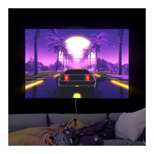 Bild von LED-Wechselbild Vintage Video Auto mit Palmen