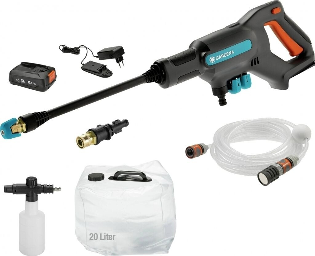 Bild von GARDENA Akku-Druckreiniger, Druck max: 24 bar, Mitteldruckreiniger AquaClean 24/18V P4A Premium Set