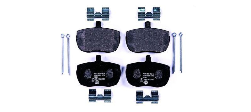 Bild von HELLA Bremsbeläge vorne - nicht für Verschleißwarnanzeiger vorbereitet - vier Bremsbeläge pro Set - T0381 - für u.a. ALFA ROMEO / DAF / FORD / IVECO - 8DB 355 006-361