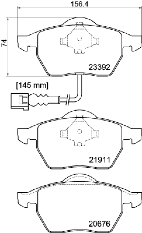 Bild von HELLA 8DB 355 008-471 Bremsbelagsatz Bremsbeläge, Bremsklötze, Bremssteine mit integriertem Verschleißwarnkontakt VOLKSWAGEN: Golf 4, Golf 4 Variant