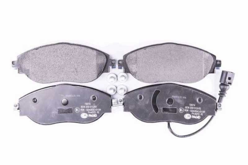 Bild von HELLA 8DB 355 015-921 Bremsbelagsatz Bremsbeläge, Bremsklötze, Bremssteine mit integriertem Verschleißwarnkontakt mit Bremssattelschrauben