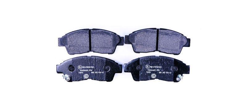 Bild von HELLA 8DB 355 016-421 Bremsbelagsatz Bremsbeläge, Bremsklötze, Bremssteine mit akustischer Verschleißwarnung mit Zubehör TOYOTA: Celica VI Coupe