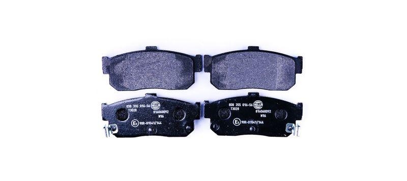 Bild von HELLA PAGID Bremsbeläge hinten - mit akustischer Verschleißwarnung - vier Bremsbeläge pro Set - T3028 - für u.a. INFINITI / NISSAN - 8DB 355 016-561