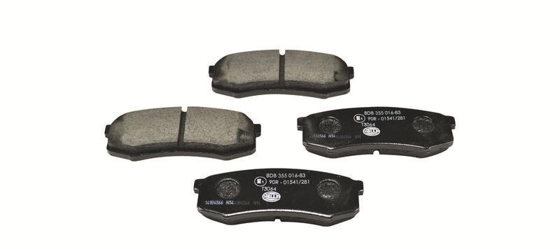 Bild von HELLA 8DB 355 016-831 Bremsbelagsatz Bremsbeläge, Bremsklötze, Bremssteine nicht für Verschleißwarnanzeiger vorbereitet TOYOTA: 4Runner Off-Road