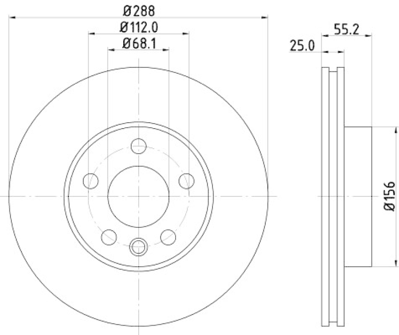 Bild von HELLA PRO 8DD 355 104-481 Bremsscheibe Bremsscheiben, Scheibenbremsen 288 25 05/06 112 innenbelüftet beschichtet FORD: Galaxy Mk1 MPV