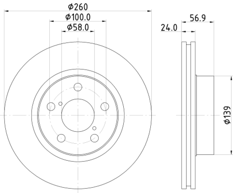 Bild von HELLA 8DD 355 105-321 Bremsscheibe Bremsscheiben, Scheibenbremsen 260 24 05/07 100 innenbelüftet SUBARU: Impreza II Saloon, Impreza I Saloon