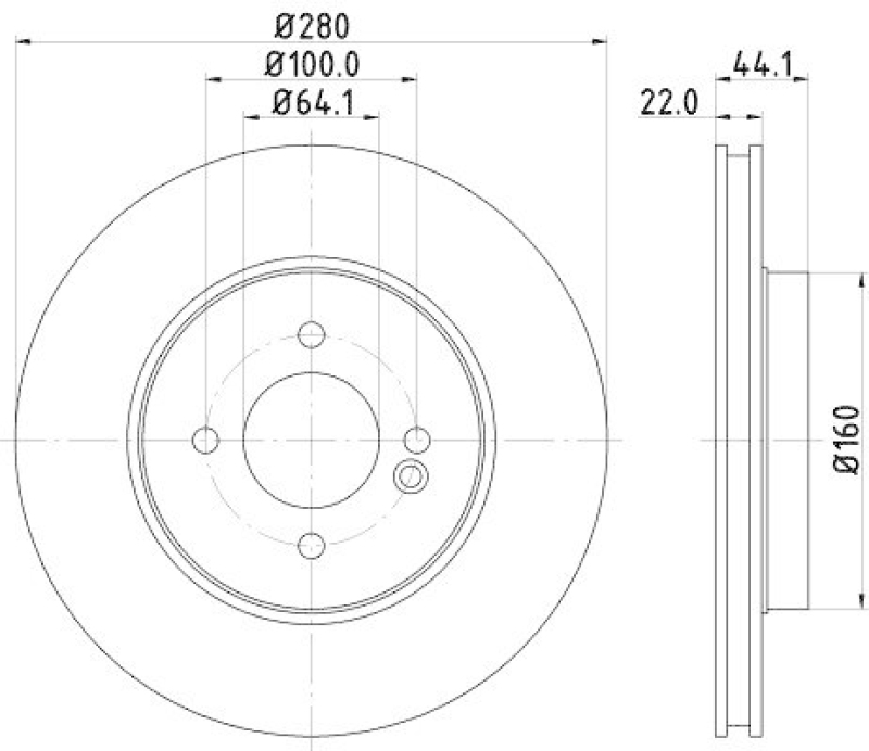 Bild von HELLA PRO 8DD 355 113-751 Bremsscheibe Bremsscheiben, Scheibenbremsen 280 22 04/05 100 innenbelüftet beschichtet MINI: Hatchback, Convertible, Clubman