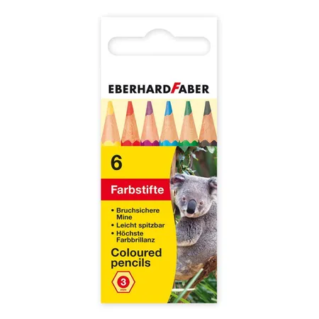 Bild von EberhardFaber, Malstifte, Buntstift kurz 6er Etui, 3 mm, sortiert (6 Farben, 6 x)