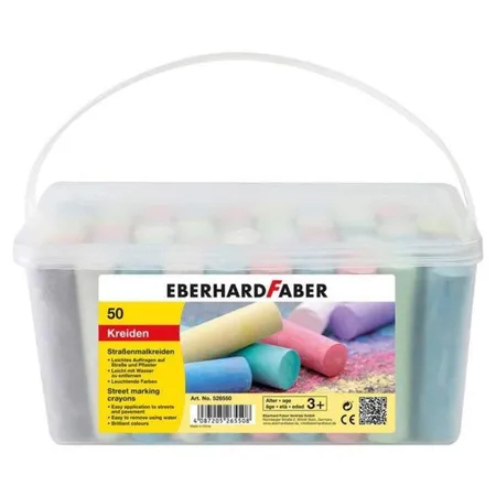 Bild von Eberhard Faber Kreidemarker Straßenmalkreide farbig sortiert 50 Stück im eckigen Eimer 526550