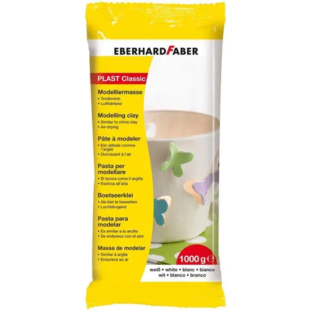 Bild von 3 x Eberhard Faber Modelliermasse Plast classic tonbasierend 1kg weiß