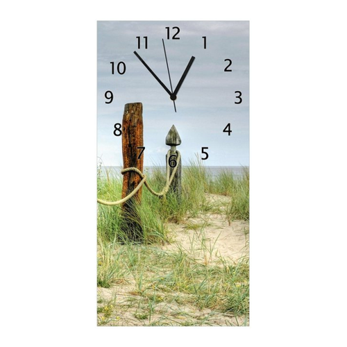 Bild von Wallario Wanduhr Düne am Strand mit Holzpfahl (Uhr aus Acryl)
