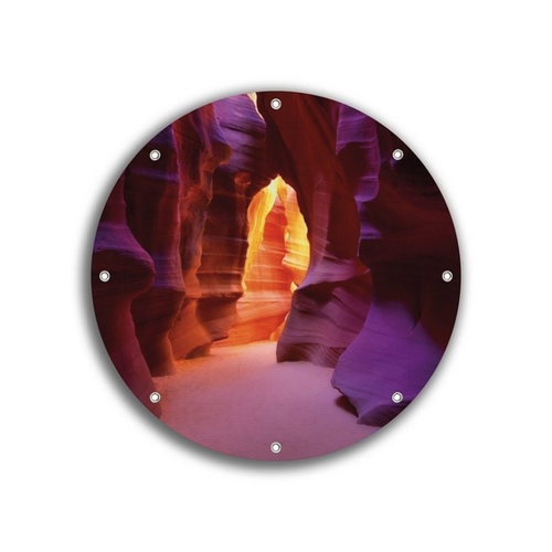 Bild von Wallario Sichtschutzzaunmatten Felsschlucht in Arizona USA - orange und violett, rund