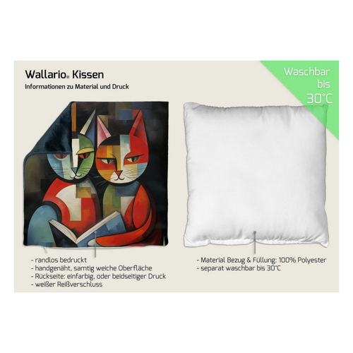 Bild von Wallario Dekokissen Lesende Katzen