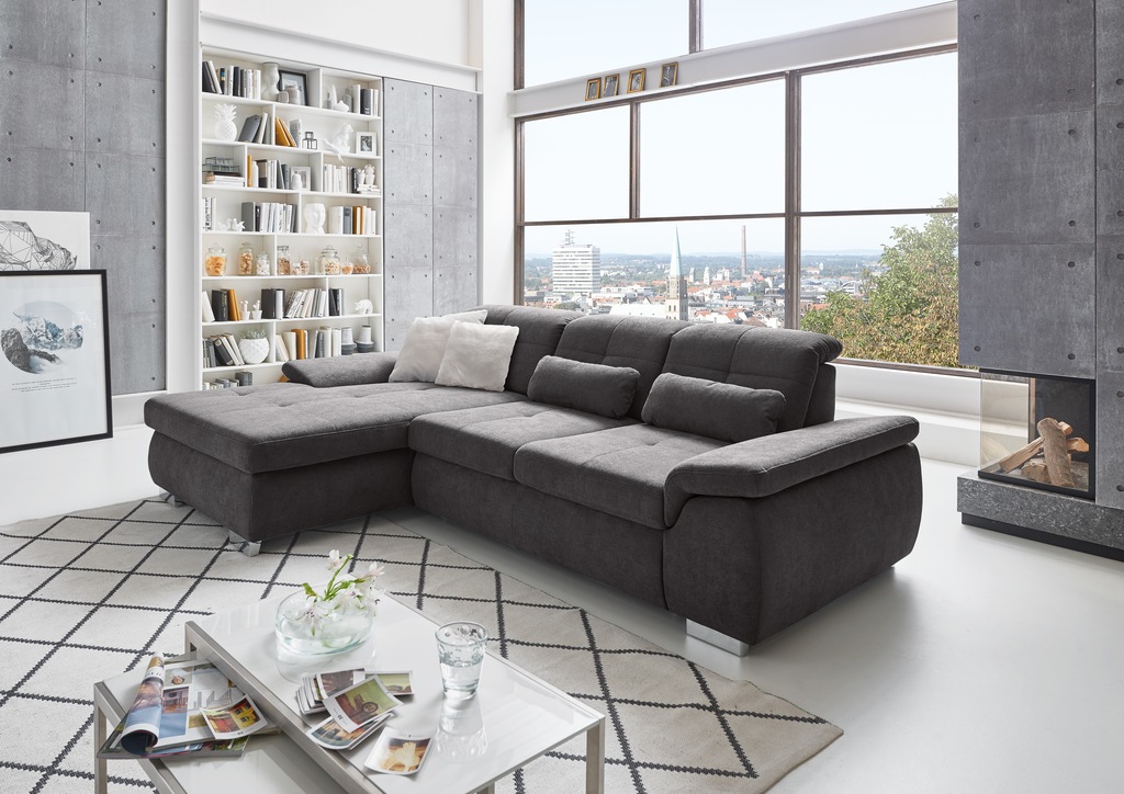 Bild von Die PlanBar Ecksofa "MP-IN16037 L-Form", mit Sitztiefenverstellung & Zierkissen, Kaltschaum