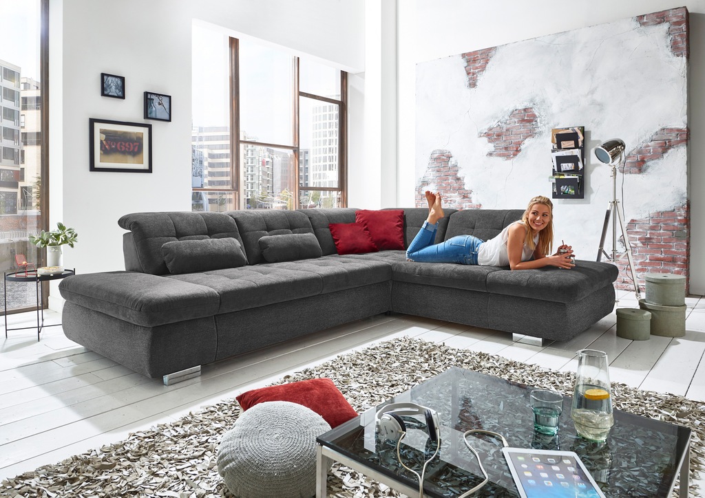 Bild von Die PlanBar Ecksofa "MP-IN17004 L-Form", wahlweise mit Bettfunktion, Sitztiefen- und Kopfteilverstellung
