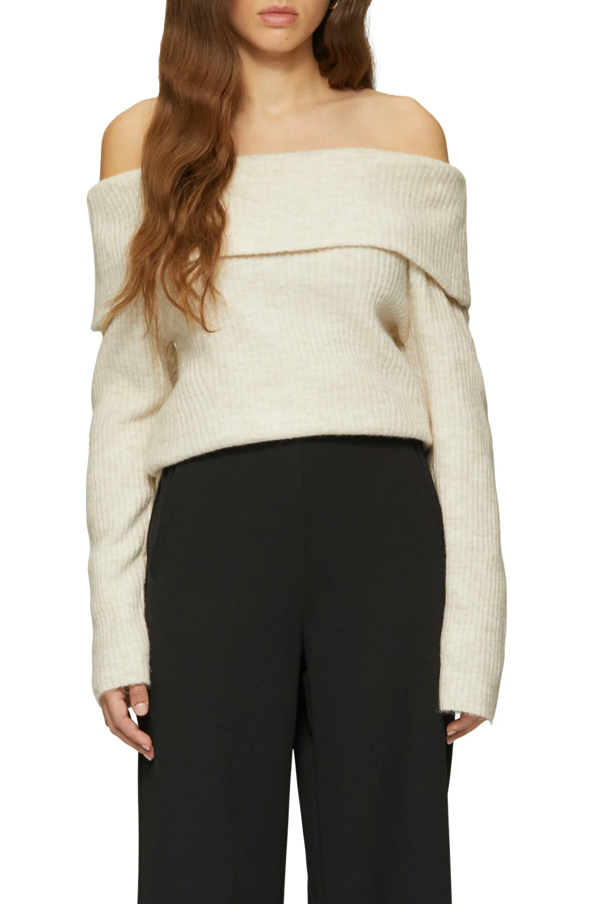 Bild von QS by s.Oliver Rib-knit-sweatshirt Mit Großen Umlegekragen für Damen - XS
