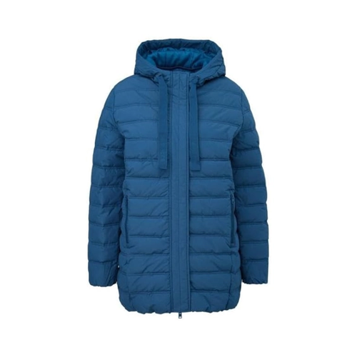 Bild von Lange Outdoor-Steppjacke mit gefütterter Kapuze, mittelblau, Gr.48