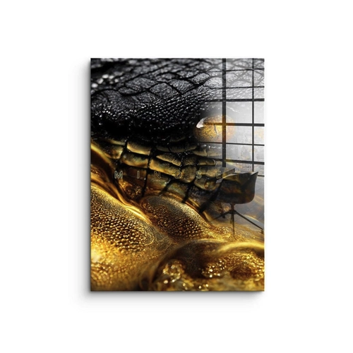 Bild von DOTCOMCANVAS® Acrylglasbild – Gold Crocodile im Pop Art Stil