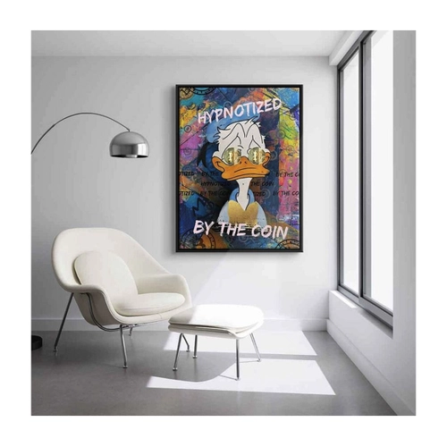 Bild von DOTCOMCANVAS® Leinwandbild Hyptnotized – Bitcoin Krypto Duck Pop Art Comic