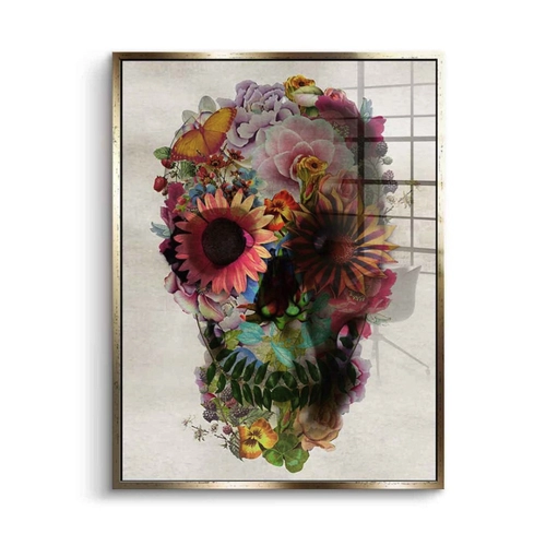 Bild von Premium Acrylglasbild mit Totenkopf Motiv - Flower Skull 2