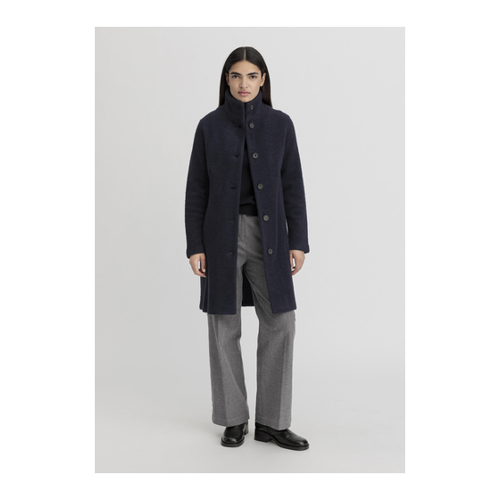 Bild von Hessnatur Damen Wollfleece Mantel Regular aus Bio-Merinowolle – Blau – Größe 46