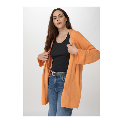 Bild von Hessnatur Damen Strickjacke Oversize aus Bio-Merinowolle in Orange - Größe S