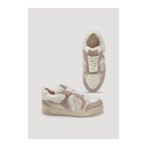 Bild von Hessnatur Damen Sneaker Teddy aus chromfrei gegerbtem Leder mit Woll-Plüsch - beige - Größe 38