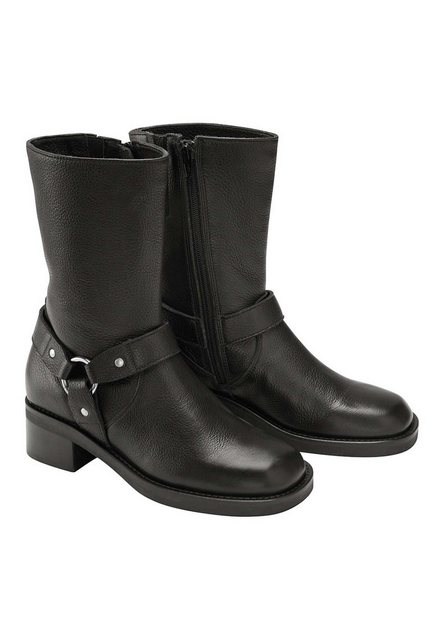 Bild von hessnatur Damen Biker Boots aus chromfrei gegerbtem Leder - schwarz - Größe 38