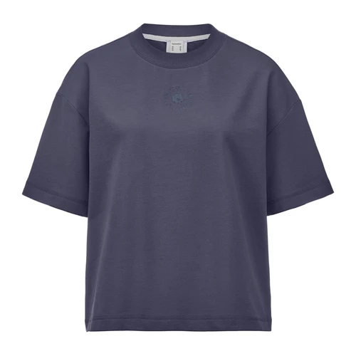 Bild von hessnatur T-Shirt Cropped Oversize Damen aus Bio-Baumwolle mit Kapok | nachhaltig und fair hergestellt (Fair Wear Foundation), Hessnatur Pyjamaoberteil aus Bio-Baumwolle mit Kapok, hessnatur Damen T-Shirt Cropped Oversize aus Bio-Baumwolle mit Kapok - lila - Größe 36