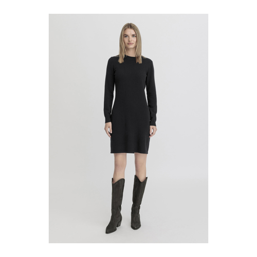 Bild von Elegantes hessnatur Damen Strickkleid aus Schurwolle mit Kaschmir in Schwarz