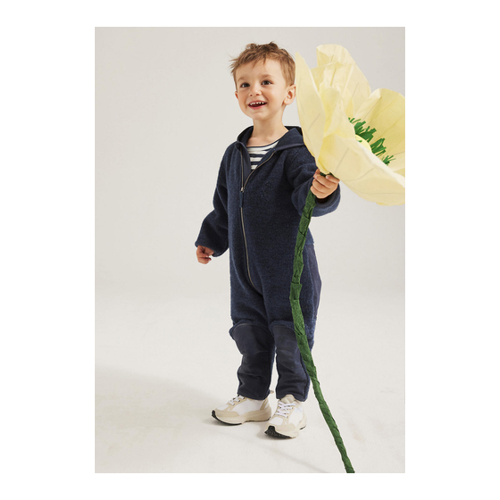 Bild von hessnatur Baby Wollfleece Overall Regular mit Softshell – blau – Größe 86/92