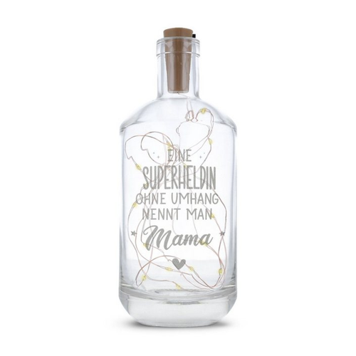 Bild von GRAVURZEILE Lichterkette Flasche - Superheldin Mama Design