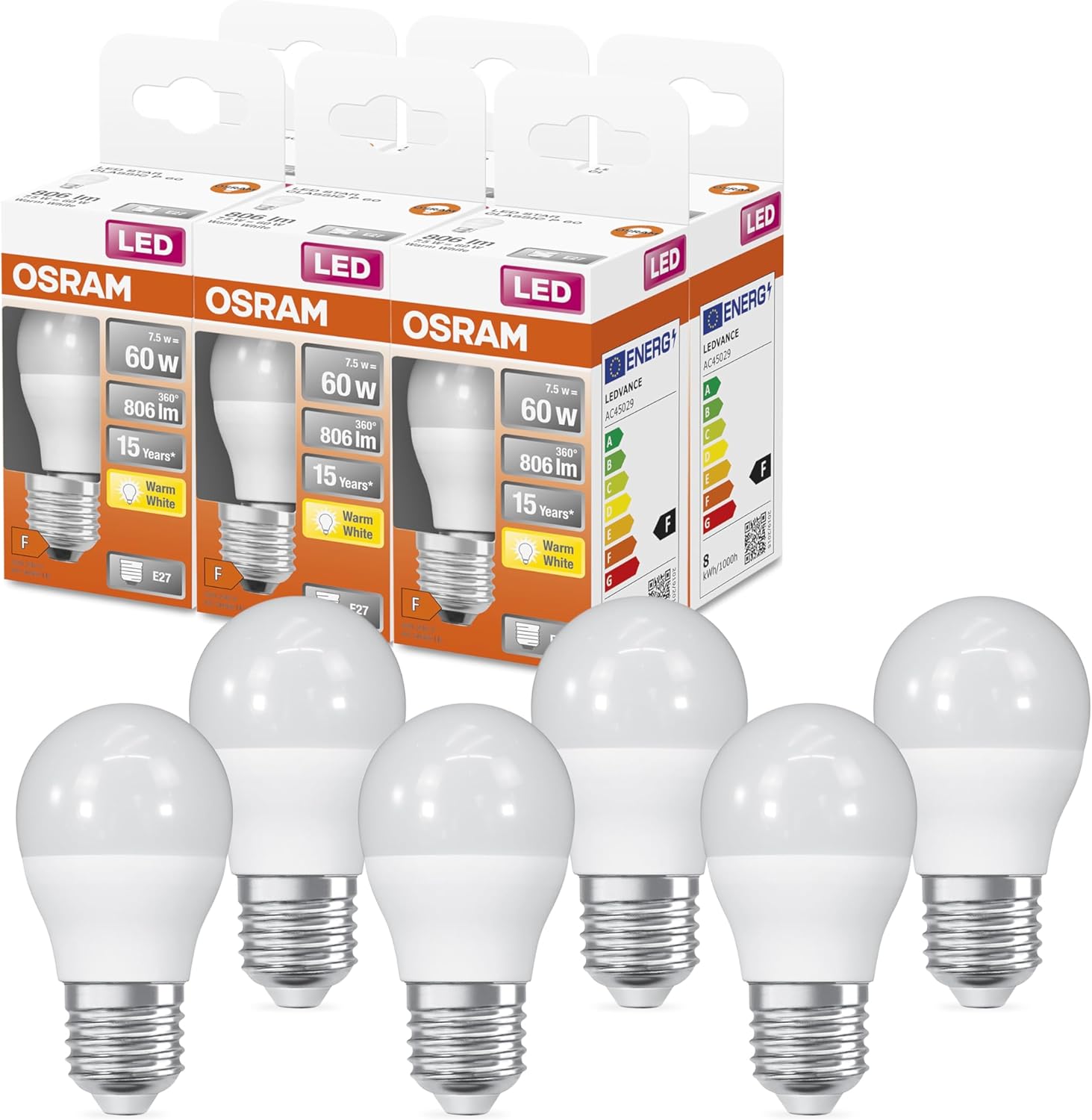 Bild von OSRAM LED Star Classic P40 LED Lampe für E27 Sockel, Tropfenform, matte Optik, 470 Lumen, tageslichtweiß (6500K), Ersatz für herkömmliche 40W Glühbirnen, nicht dimmbar, 1er-Pack