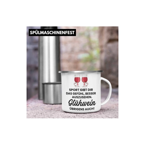 Bild von Trendation Thermotasse - Glühwein Emaille Tasse mit lustigem Spruch