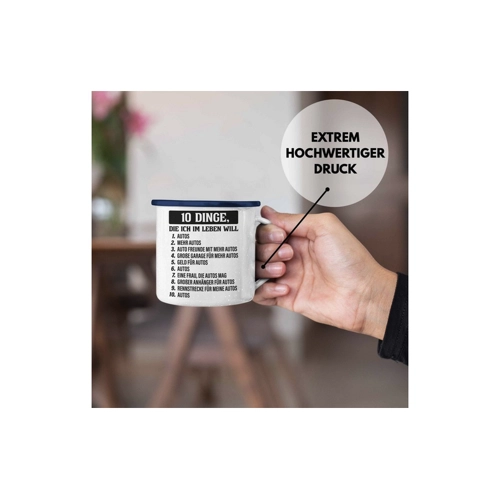 Bild von Trendation Thermotasse - Tuner Auto Emaille Tasse