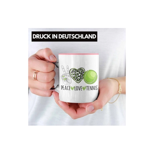 Bild von Trendation Tasse Lustige Tennis Tasse für Tennis-Spieler Coach Trainer Geschenk "Peace"