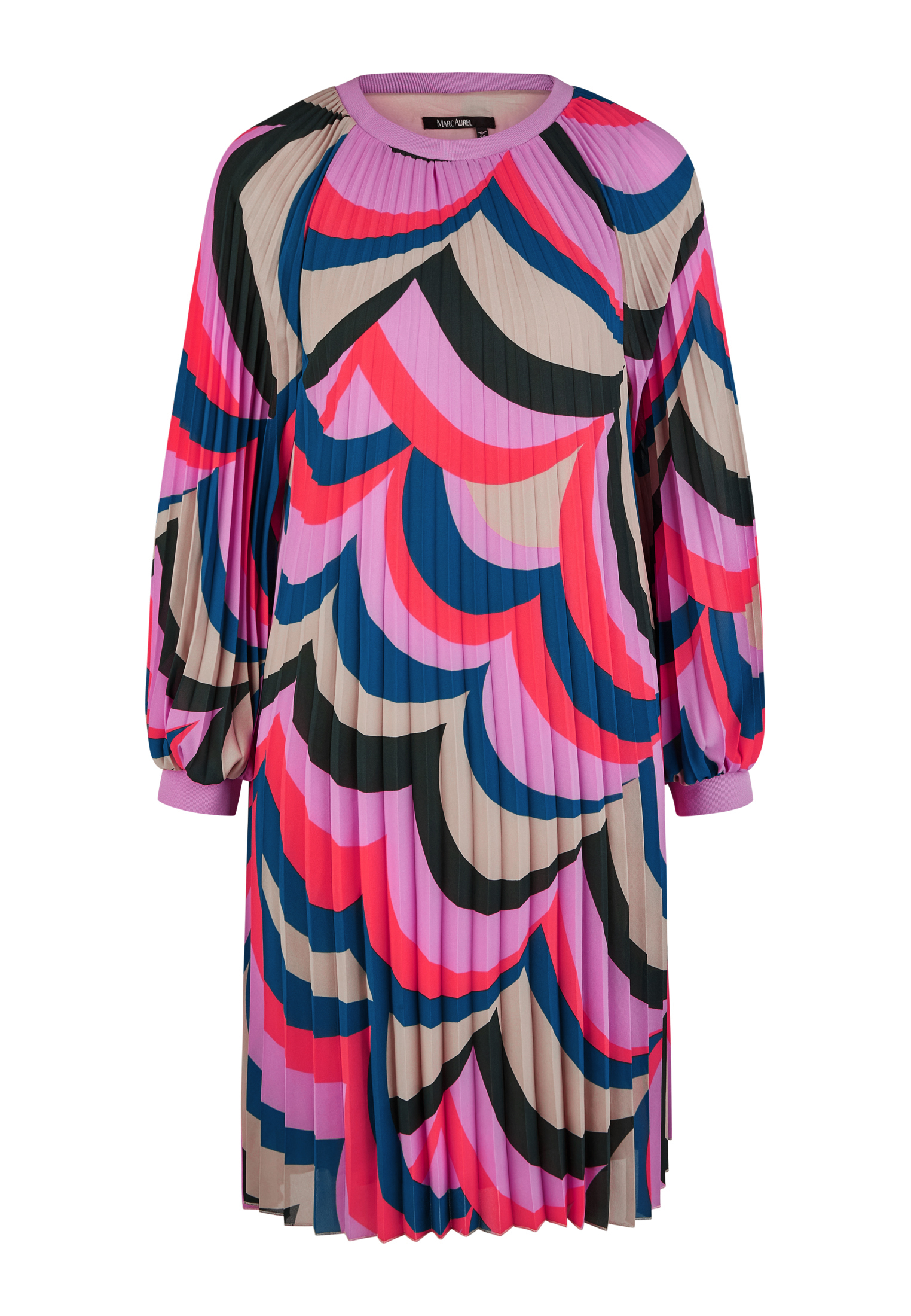 Bild von Plissée-Kleid im grafischen Wellen-Druck