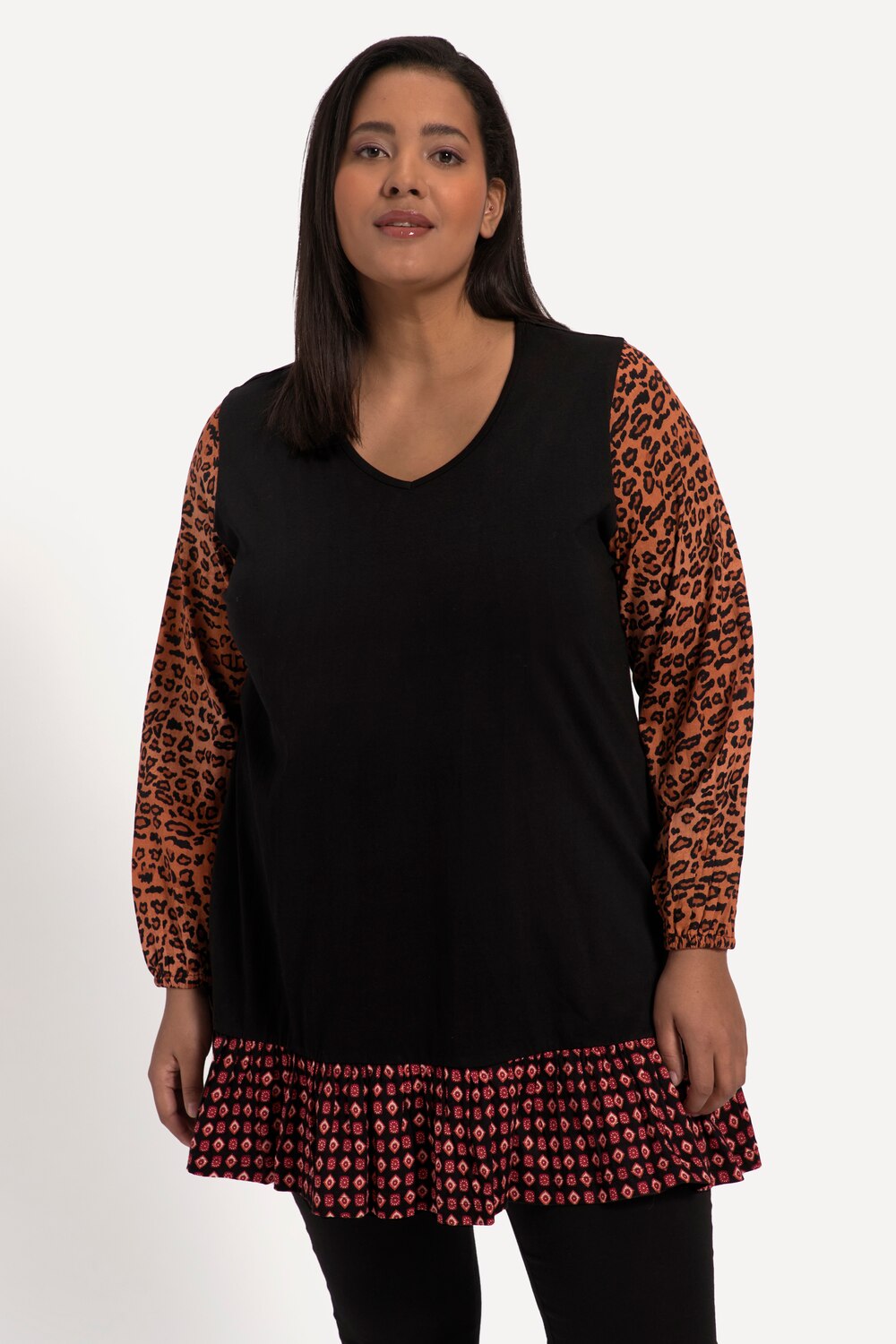 Bild von Große Größen Longshirt, Damen, schwarz, Größe: 54/56, Baumwolle, Ulla Popken