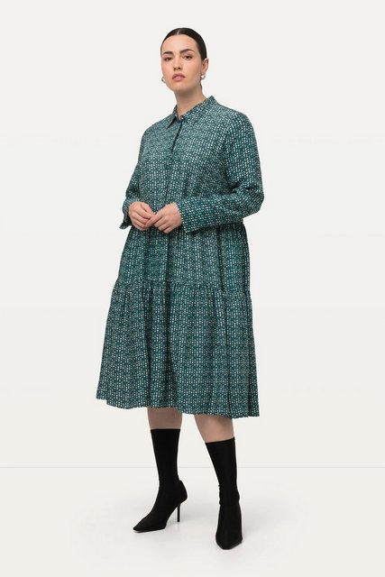 Bild von Große Größen Hemdblusen-Maxikleid, Damen, blau, Größe: 50/52, Viskose, Ulla Popken