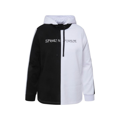 Bild von Ulla Popken Sweatshirt Hoodie Colorblocking mit Schriftmotiv