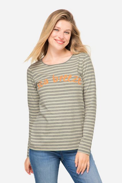 Bild von Laurasøn Longsleeve Ringelshirt Regular Fit Statement Print Rundhals